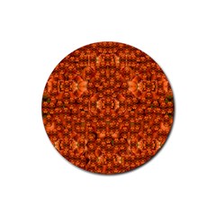 Floral Time In Peace And Love Rubber Coaster (round) by pepitasart