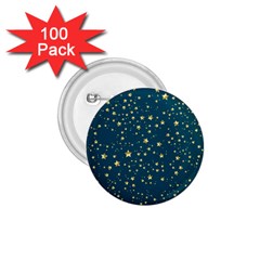 Star Golden Pattern Christmas Design White Gold 1 75  Buttons (100 Pack)  by Vaneshop