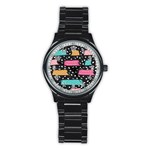 Art Pattern Design Wallpaper Background Print Patterns Stainless Steel Round Watch