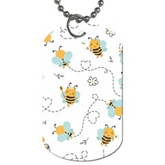 Bee Art Pattern Design Wallpaper Background Print Dog Tag (two Sides)