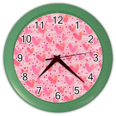 Valentine Romantic Love Watercolor Pink Pattern Texture Color Wall Clock by Vaneshop
