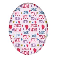Love Mom Happy Mothers Day I Love Mom Graphic Oval Glass Fridge Magnet (4 Pack) by Vaneshop