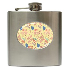 Love Mom Happy Mothers Day I Love Mom Graphic Pattern Hip Flask (6 Oz)