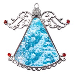 Blue Ocean Wave Texture Metal Angel With Crystal Ornament by Jack14