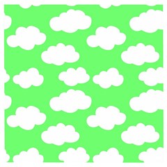 Cute Clouds Green Neon Wooden Puzzle Square by ConteMonfrey