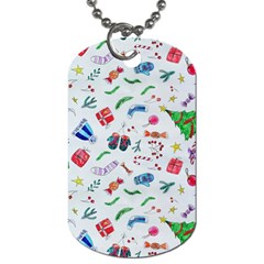 Illustration Christmas Pattern Dog Tag (one Side) by Pakjumat