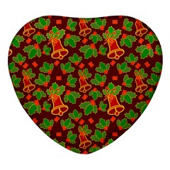 Christmas Pattern Heart Glass Fridge Magnet (4 Pack) by Pakjumat