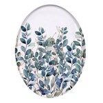 Green and Gold Eucalyptus Leaf Oval Glass Fridge Magnet (4 pack) Front