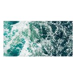 Blue Ocean Waves Satin Shawl 45  x 80  Front