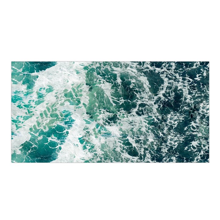Blue Ocean Waves Satin Shawl 45  x 80 