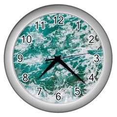 Blue Ocean Waves 2 Wall Clock (silver) by Jack14