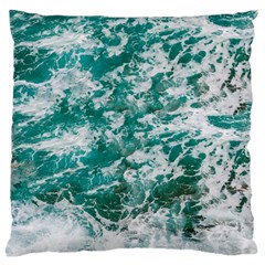Blue Ocean Waves 2 Large Premium Plush Fleece Cushion Case (two Sides) by Jack14