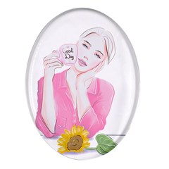 Girl Pink Oval Glass Fridge Magnet (4 Pack) by SychEva