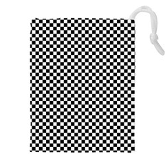 Black And White Checkerboard Background Board Checker Drawstring Pouch (5xl) by Amaryn4rt