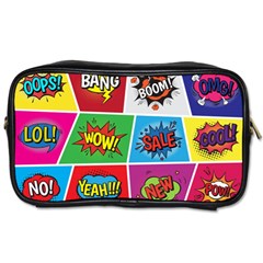 Pop Art Comic Vector Speech Cartoon Bubbles Popart Style With Humor Text Boom Bang Bubbling Expressi Toiletries Bag (two Sides) by Amaryn4rt