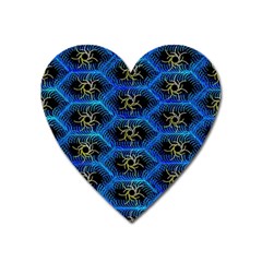 Blue Bee Hive Pattern Heart Magnet by Amaryn4rt