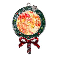 Monotype Art Pattern Leaves Colored Autumn Metal X mas Lollipop With Crystal Ornament by Amaryn4rt