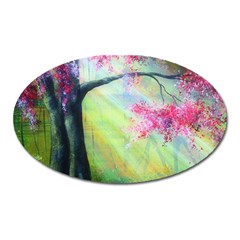 Forests Stunning Glimmer Paintings Sunlight Blooms Plants Love Seasons Traditional Art Flowers Sunsh Oval Magnet by Amaryn4rt