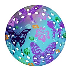 Butterfly Vector Background Round Filigree Ornament (two Sides) by Amaryn4rt