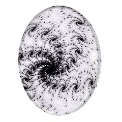 Fractal Black Spiral On White Oval Glass Fridge Magnet (4 Pack) by Amaryn4rt