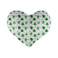 Christmas Trees Pattern Design Pattern Standard 16  Premium Heart Shape Cushions by Amaryn4rt