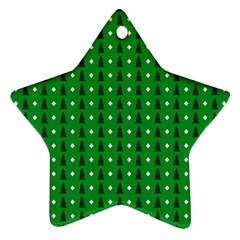 Green Christmas Tree Pattern Background Ornament (star) by Amaryn4rt