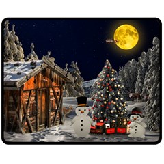 Christmas-landscape Two Sides Fleece Blanket (medium) by Amaryn4rt