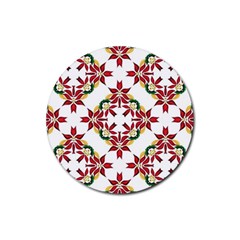 Christmas-wallpaper-background Rubber Round Coaster (4 Pack) by Amaryn4rt