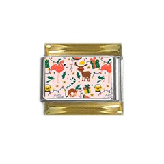 Colorful-funny-christmas-pattern Merry Xmas Gold Trim Italian Charm (9mm) by Amaryn4rt