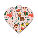 Colorful-funny-christmas-pattern Merry Xmas Dog Tag Heart (Two Sides) Front