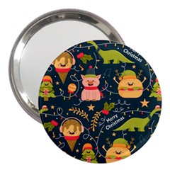 Colorful-funny-christmas-pattern Merry Christmas Xmas 3  Handbag Mirrors by Amaryn4rt