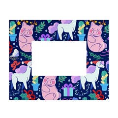 Colorful-funny-christmas-pattern Pig Animal White Tabletop Photo Frame 4 x6  by Amaryn4rt