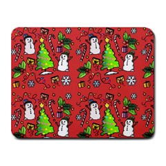 Santa Snowman Gift Holiday Christmas Cartoon Small Mousepad by Amaryn4rt