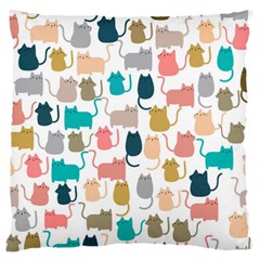 Cute-seamless-pattern-happy-kitty-kitten-cat Standard Premium Plush Fleece Cushion Case (two Sides) by Amaryn4rt