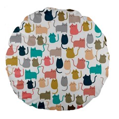 Cute-seamless-pattern-happy-kitty-kitten-cat Large 18  Premium Flano Round Cushions by Amaryn4rt