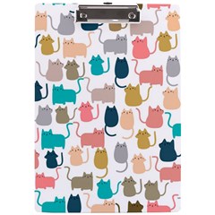 Cute-seamless-pattern-happy-kitty-kitten-cat A4 Acrylic Clipboard