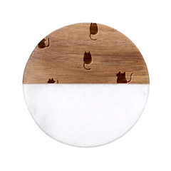 Cute-seamless-pattern-happy-kitty-kitten-cat Classic Marble Wood Coaster (round) 