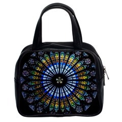 Mandala Floral Wallpaper Rose Window Strasbourg Cathedral France Classic Handbag (two Sides) by Sarkoni