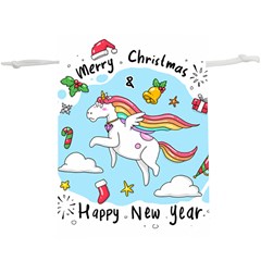 Merry Christmas Xmas Doodle Sketch Cartoon Unicorn Lightweight Drawstring Pouch (xl) by Pakjumat