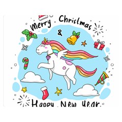 Merry Christmas Xmas Doodle Sketch Cartoon Unicorn Premium Plush Fleece Blanket (medium) by Pakjumat