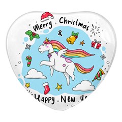 Merry Christmas Xmas Doodle Sketch Cartoon Unicorn Heart Glass Fridge Magnet (4 Pack) by Pakjumat