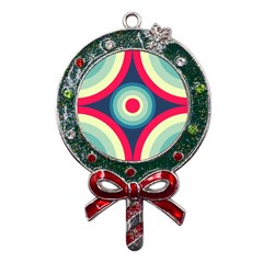 Circle Pattern Repeat Design Metal X mas Lollipop With Crystal Ornament