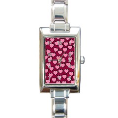 Pattern Pink Abstract Heart Rectangle Italian Charm Watch