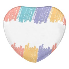 Border Frame Colorful Brush Strokes Heart Glass Fridge Magnet (4 Pack)