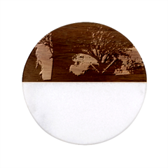 Trees Surreal Universe Silhouette Classic Marble Wood Coaster (round)  by Pakjumat