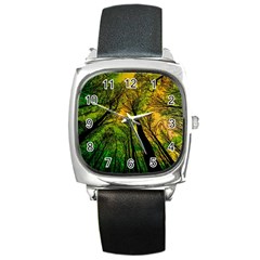 Landscape Night Moon Star Nature Square Metal Watch by Pakjumat