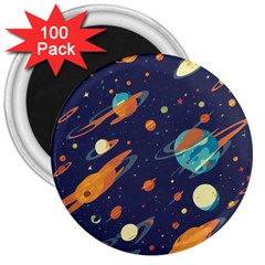 Space Galaxy Planet Universe Stars Night Fantasy 3  Magnets (100 Pack) by Pakjumat