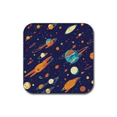 Space Galaxy Planet Universe Stars Night Fantasy Rubber Coaster (square) by Pakjumat