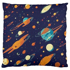 Space Galaxy Planet Universe Stars Night Fantasy Large Premium Plush Fleece Cushion Case (two Sides) by Pakjumat