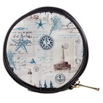 Nautical Lighthouse Vintage Postcard French Writing Mini Makeup Bag